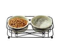 Lightweight Cat Bowl - Ergonomic Kitten Bowls | 30x15x8.8cm Pet Bowl with Raised Frame Stability, Sturdy Ceramic Pet Feeder, Pets Supply Feeding Bowls, Mealtime Cat Item for Animals