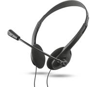 Lightweight on Ear Microphone PC Headset 3.5 mm, Cable 1.8 m, Adjustable Wired PC Audio Headset for Laptop, Telework, Office, Chat, Zoom Teams ¿ Black