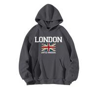 Lightweitht Sweat à capuche ample à manches longues pour femme Motif Londres United, GY2., M