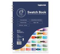 Lightwish Bloc à dessin Aquarelle, 12 feuilles détachables, 100% coton, 72 espaces, 39 x 27 cm, Watercolor Swatch Book, 300 g/m²Hot Press pour pastel à l'huile, aquarelle, gouache, crayons de
