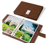 Lightwish Carnet de croquis aquarelle 100 % coton sans acide, 300 g/m², presse à froid pour artistes, adultes, étudiants, 20 feuilles, 23,3 x 16,5 cm (cuir marron)