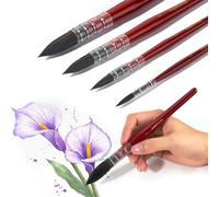 Lightwish Lot de 4 pinceaux aquarelle - Poils synthétiques - Pinceaux professionnels pour aquarelle, gouache et acrylique - Pinceau rond pointu pour artistes, adultes, débutants