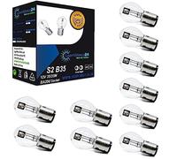 LIGHTWORLD24 10 pièces BA20d S2 35/35W 12V Ampoules halogènes pour phare de moto, feu de route super lumineux, feu de croisement, ampoules Bilux pour scooter, mobylette, cyclomoteur