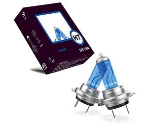 LIGHTWORLD24 2 x 24V H7 PX26d ampoules halogènes - 70W ampoule de phare ultra blanche super lumineuse pour camions lampe optique xénon ampoule blanche bleue