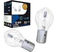 LIGHTWORLD24 2 x Ampoules Halogènes BA20d S2 35/35W 12V - Phare Avant Moto, Feux de Route et Croisement, Scooter, Mobylette, Moped - Lumière Super Luminieuse - Bilux
