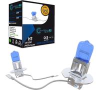 Lightworld24 Lampes Halogènes Auto H3 12v 6000k Blanc Froid Style Xenon Ultra White Look Ampoules Feu De Croisement, Antibrouillard, Plein Phare, Feu De Virage Culot Pk22s Lot De 2