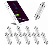 LIGHTWORLD24 Lot de 10 ampoules navette 12V 5W C5W SV8,5 39-41mm pour éclairage de plaque minéralogique Intérieur coffre boîte à gants