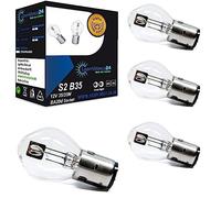 LIGHTWORLD24 Lot de 4 ampoules halogènes BA20d S2 35/35W 12V pour moto - Phare ultra-lumineux feux de route et croisement pour scooter, cyclomoteur, moto, lampe bilux