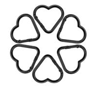 LIGHUFEIC Lot de 6 mousquetons en forme de cœur - Accessoires de camping, porte-clés polyvalents en aluminium pour l'extérieur, les voyages et une utilisation quotidienne (noir)