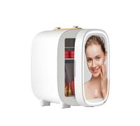 LIGIANT DF01A Mini Frigo, avec Miroir LED à Intensité Réglable sur 3 Niveaux, Faible Bruit, Chauffe & Refroidisseur, 4L Mini Frigo de Chambre Portable pour Voiture, Bureau, Camping