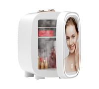 LIGIANT DF01A Réfrigérateur de soins de la peau avec miroir lumineux LED à 3 niveaux à intensité variable, mini réfrigérateur à bruit de 4 L pour maquillage, refroidisseur et chaud, design portable
