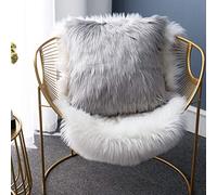 LIGICKY Housse de Coussin décorative en Fausse Fourrure de Luxe pour canapé, lit, 40 x 40 cm - Gris