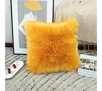 LIGICKY - Housse de coussin en fausse fourrure moelleuse de la série de luxe, carrée, décorative, pour canapé, sofa, lit (chameau, 40,6 x 40,6 cm)