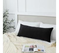 LIGICKY Housse de coussin lombaire décorative en velours noir de 35,6 x 91,4 cm, style moderne et minimaliste, housses carrées décoratives solides et solides avec bordure en corde blanche pour canapé,