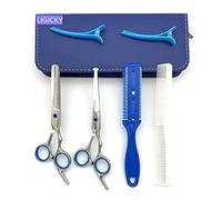 LIGICKY Kit Ciseaux de coiffure, Tête ronde de sécurité Ciseaux de coupe professionnel, Cisailles Coupe-Cheveux en Acier Inoxydable Ciseaux Désépaissir pour les coupes de cheveux de famille d'enfants