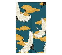 LIGICKY Noren Rideau de porte de style japonais imprimé grues en lin pour décoration de maison, 85,1 cm de large x 150 cm de long