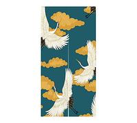 LIGICKY Noren Rideau de porte de style japonais imprimé grues en lin pour décoration de maison, 85,1 cm de large x 180,1 cm de long