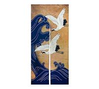 LIGICKY Noren Rideau de Porte Style Japonais Grue Imprimé Coton Lin Fenêtre Traitement Porte Tapisserie pour Décoration de Maison 85*180cm