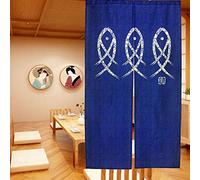 LIGICKY Noren Rideau Japonais Long Tapisserie Fenêtre Rideaux Panneau Tenture Tapisserie Décoration Bleu(85×150cm，Chinois Traditionnel Style Poisson