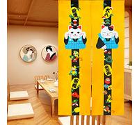 LIGICKY Noren Rideau Japonais Long Tapisserie Fenêtre Rideaux Panneau Tenture Tapisserie Décoration Jaune (85×150cm, Chat de la Fortune)