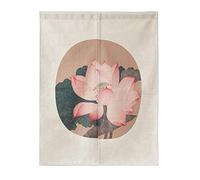 LIGICKY Noren Rideau Japonais Long Tapisserie Linge de Coton Rideau de Porte Peinture Chinoise(85×120cm,Fleur de Lotus Vintage