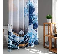 LIGICKY Rideau de douche de style japonais pour salle de bain Ukiyoe Hokusai La Grande Vague Off Kanagawa Rideau de bain en tissu durable pour la décoration de la maison, 180 x 180 cm