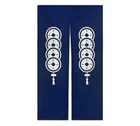LIGICKY Rideau de porte japonais Noren avec huit pièces de monnaie imprimées pour décoration de porte, maison, restaurant, 85,1 cm de large x 150 cm de long, bleu marine