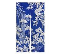 LIGICKY Rideau de porte japonais noren en coton et lin épais - Tapisseries de porte imprimées pour décoration de la maison - 85 x 150 cm - Bleu (chrysanthème)