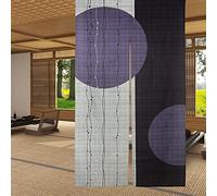 LIGICKY Rideau de Porte Noren Japonais Long Type Motif de Cercle imprimé tapisseries de Porte Traitement de fenêtre pour la décoration de la Maison 85 x 150 cm