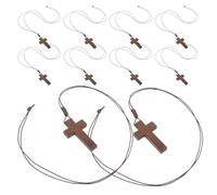 LIGIGWASH 10 Pièces Collier Croix Bois Vintage Pendentif Crucifix Rétro pour Homme Décoration Suspendue pour Voiture et Mur Bijoux Chrétiens pour Communion et Noël