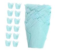 LIGIGWASH 100 Pièces Caissettes Pâtisserie Lotus Résistantes Chaleur Huile Tasses Muffin Papier Bleu Ciel Styles Aléatoires pour Cupcakes et Gâteaux