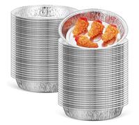 LIGIGWASH 100 pièces Plateaux Ronds Aluminium Alimentaire pour Cuisson Air Fryer Moules Jetables Résistants Haute Température pour Gâteaux et Rôtis