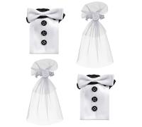 LIGIGWASH 2 Paires Set de Décoration pour Bouteilles de Vin de Mariage Housses Lavables Réutilisables Design Costumes Marié et Mariée pour Bouteilles Standard Ambiance Festive et Élégante