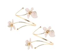 LIGIGWASH 2 Pièces Arm Cuff Floral Bracelets For Women Elegant Wide Open Flower Bangles With Artistic Enamel Coating Sweet Decorative Upper Arm Jewelry For Casual And Formal Wear