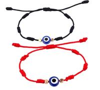 LIGIGWASH 2 pièces Bracelets Couple Ajustables Tressés Mauvais Œil Corde pour Homme et Femme Lot Rouge et Noir Bijoux Minimalistes et Confortables pour Quotidien et Fête