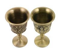 LIGIGWASH 2 Pièces Chalice Goblet Métal Rétro Européen Verres à Dorés Décor Maison et Tasse à Liqueur Style Château et Fleur
