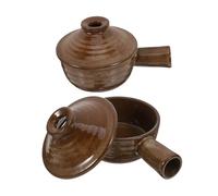 LIGIGWASH 2 Pièces Clay Soup Pot With Lid Microwave Safe High-temperature Resistant Stew Bowl For Home And Hospitality Cooking