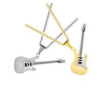 LIGIGWASH 2 pièces Collier Acier pour Guitare Pendentif Élégant avec Chaîne Incluse Accessoire de Mode Pratique et Durable