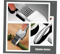 LIGIGWASH 2 pièces Couteau Éminceur Acier Inoxydable pour Oignons et Légumes Trancheuse Pratique avec Lame Incisive Sécurité Renforcée et Résistante Outil de Cuisine Multifonctionnel pour