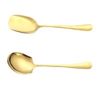 LIGIGWASH 2 pièces Cuillères de Service Acier Inoxydable Ustensiles Cuisine Inox Long Manche pour Restaurant et Buffet Cuillère et Pelle Dorées pour Riz Soupe et Salade et Polyvalent