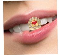 LIGIGWASH 2 Pièces Grills Hip Hop Enamel Coated Jewelry Set Fake Tooth Caps For Rapper Costume Comfortable Fit For Men Women Party And Halloween