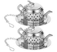 LIGIGWASH 2 pièces Lot Infuseurs à Thé Acier Inoxydable Forme Théière Passoire Maille Fine pour Thé Vrac Infuseur sans Goût avec Chaîne Anti-brûlure pour Tasse et Théière