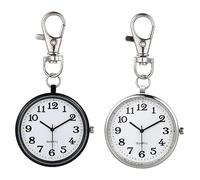 LIGIGWASH 2 pièces Montre Infirmière Quartz à Porte Clés Suspendu Montre Décorative Acier Inoxydable Trotteuse Silencieuse pour Personnel