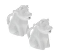 LIGIGWASH 2 pièces Pot à Lait Céramique Animalier Pichet Sauce et Petit Pot Lait Blanc Style Vache pour Café Restaurants et Maison