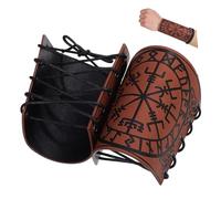 LIGIGWASH 2pièces Bracelets De Poignet Médiévaux Cuir PU Gaufré Accessoires Cosplay Viking Unisexes Protège-Bras Ajustables pour Costumes Renaissance Et Jeux De Rôle