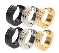 LIGIGWASH 3 paires Boucles Oreilles Créoles Acier Inoxydable Unisexe Résistantes Mode pour Femmes et