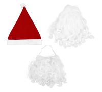 LIGIGWASH 3pièces Perruque de Père Noël Barbe et Bonnet un Seul Ensemble pour Cosplay de Noël Unique Convient Plupart des Adultes