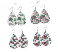 LIGIGWASH 4 paires Boucles Oreilles Cuir Motif Flamant et Décontractées pour Femmes Bijoux pour Fête et Usage Quotidien