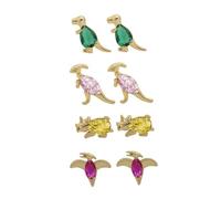 LIGIGWASH 4 paires Boucles Oreilles Dinosaure Kawaii Or Couleur Accessoires Animaux Rigolos Petites Boucles Légères pour Femmes et Filles Cadeau Charmant pour Fête et Usage Quotidien