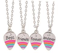 LIGIGWASH 4 pièces Collier Amitié pour Filles de Colliers Arc-en-ciel Cadeau Graduation et Anniversaire pour Meilleurs